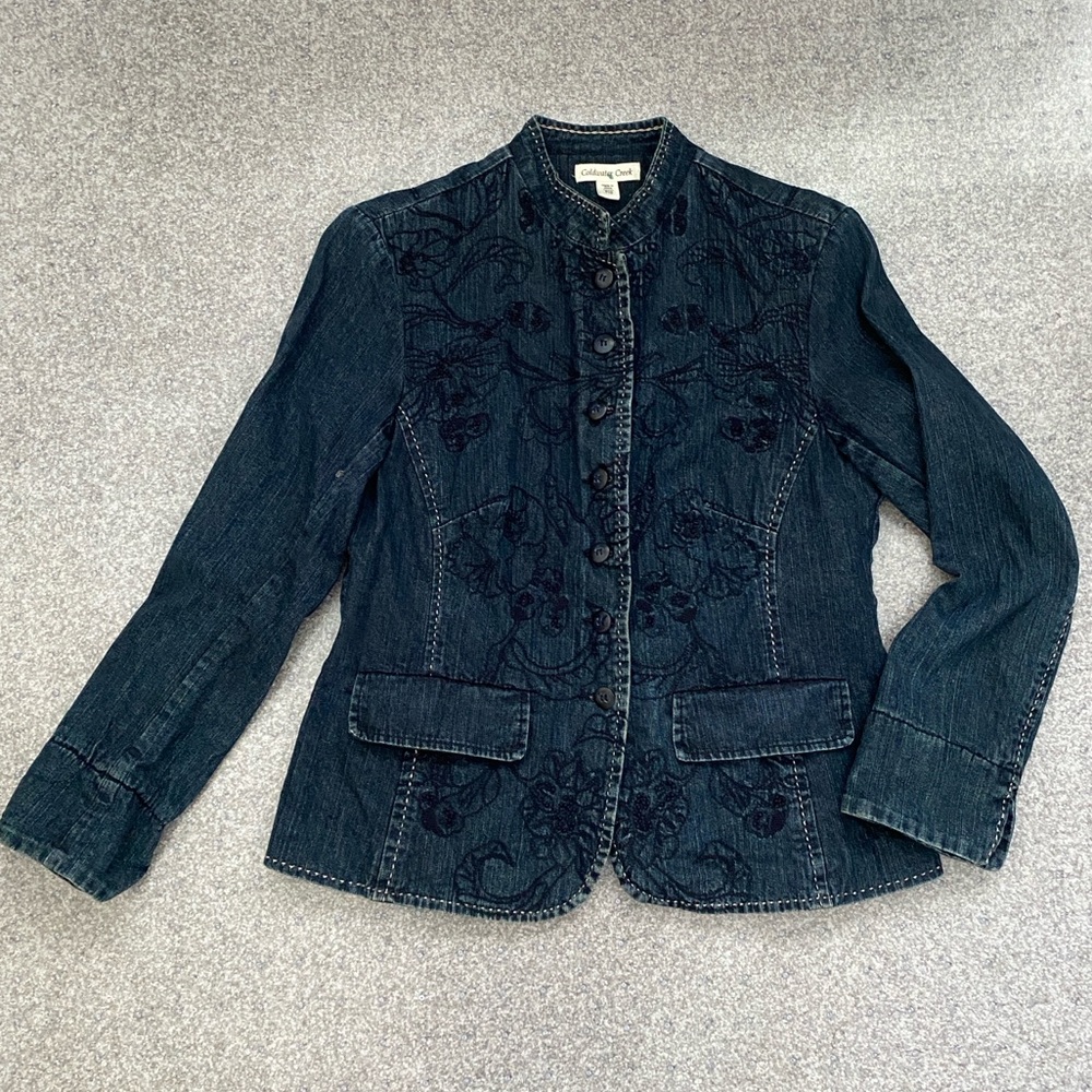 Coldwater Creek embroidered jean jacket size 10P